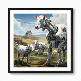 Surreal Cyborg Cows On A Farm Ai Art Depot 37 Art Print