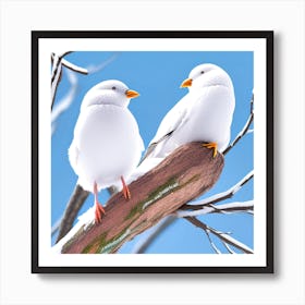 Two Birds Perched On A Branch 14 Art Print