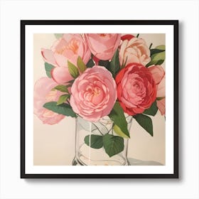 Pink Peonies In A Vase Art Print