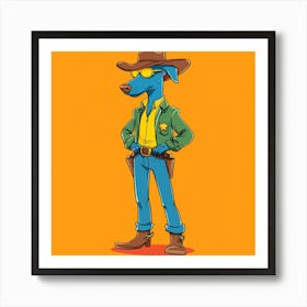 Creatai 24830 A Cartoon Style Anthropomorphic Blue Dog Standi 9150c806 D4cb 4c8e 806e 90c2902e312b 0 Art Print