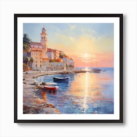 AI Luminous Shores: A Monet Inspired Tale Art Print