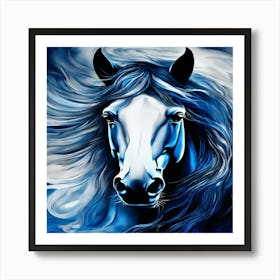 Blue Horse Painting 1 Art Print