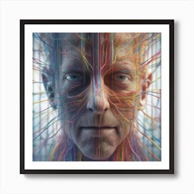 Man'S Head With Wires Art Print