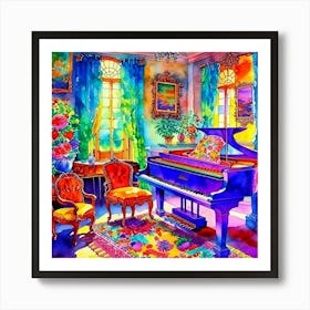 Grand Piano In The Living Room Art Print