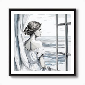 Woman Looking Out The Window 1 Art Print