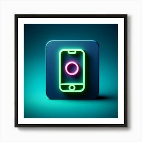 Neon Phone Icon Art Print