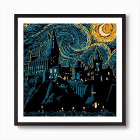 Castle starry night Art Print