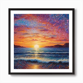 Sunset Over The Ocean 5 Art Print