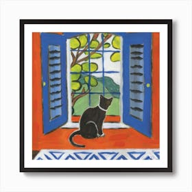 Matisse Inspired Open Window Cat Art Print Pain Art Print