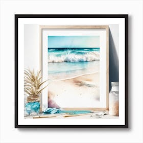 Beach Watercolor Print Art Print