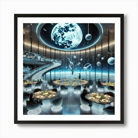 A Futuristic Lunar Themed Restaurant Named Celest 1024x1024 Art Print