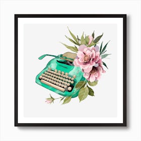 Typewriter With Flowers Art Print