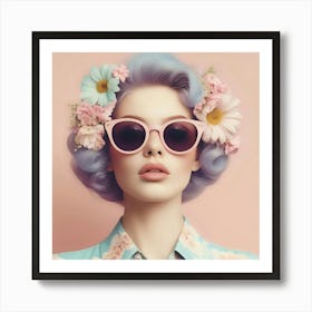 Woman With Purple Hair And Sunglasses Art Print