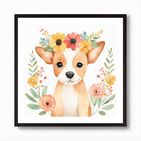 Floral Baby Dog Nursery Illustration (24) Art Print
