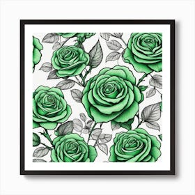 Green Roses 8 Art Print