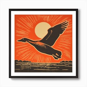 Retro Bird Lithograph Goose 1 Art Print