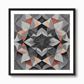 Firefly Beautiful Modern Detailed Floral Indian Mosaic Mandala Pattern In Neutral Gray, Charcoal, Si (3) Poster