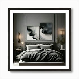 Abstract Black And White Bedroom Art Print