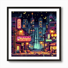 8-bit dystopian cityscape 2 Art Print