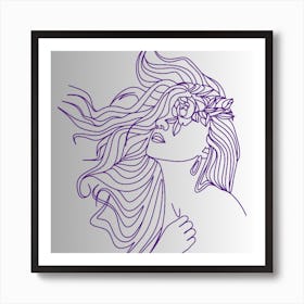 Woman With Flowers In Her Hair Art Print