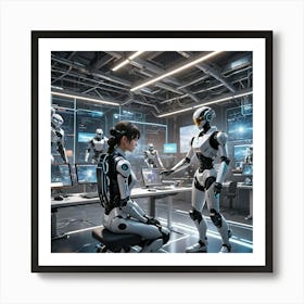 Robots In The Office 1 Art Print