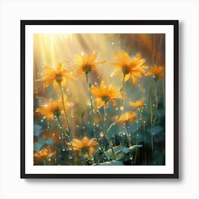 Daisies In The Rain Art Print