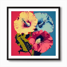 Andy Warhol Style Pop Art Flowers Hollyhock 3 Square Art Print