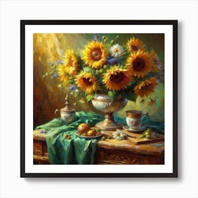 Sunflowers In A Vase 1 Art Print