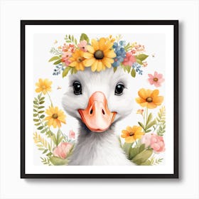 Floral Baby Goose Nursery Illustration (10) Art Print