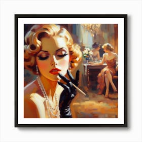 Woman Smoking A Cigarette Art Print