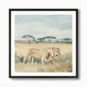 Big Lion Pastel Illustration 2 Art Print
