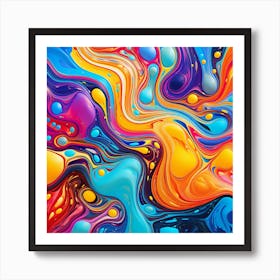 Abstract Colorful Liquid Paint Background Art Print