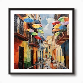 Umbrellas In The Rain 1 Art Print