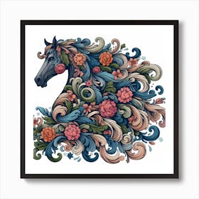 A curly wave of horse hair Art Print