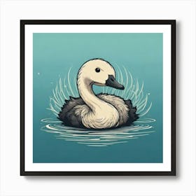 Swan In Water Art Print