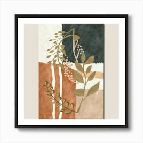 Boho Abstract Wall Art Print Beige Green Art Print