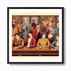 Group Of People At A Bar Art Print