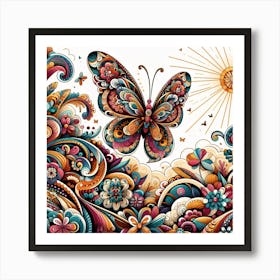 Decorative Floral Butterfly Abstract I Art Print