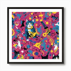 Cats Playing Music Art Print