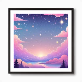 Sky With Twinkling Stars In Pastel Colors Square Composition 59 Art Print