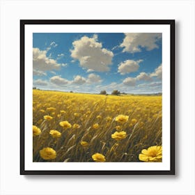 Field Of Yellow Flowers 49 Art Print