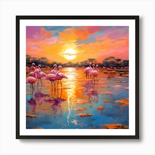 Sunset White Flamingo Bird Watercolor - Canvas Print – artAIstry