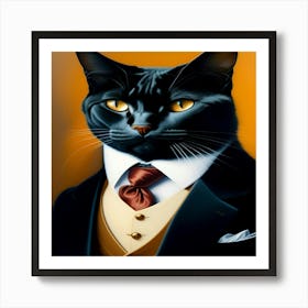 Cat In A Suit Art Print