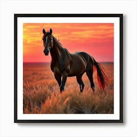 Horse At Sunset 10 Art Print