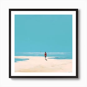 Beach Oil Painting Landscape Blue Sky Art Print