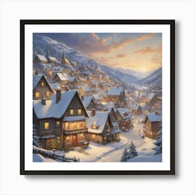 Christmas Village Art Print 1 Art Print