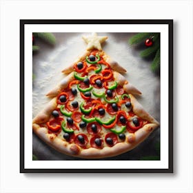 Pizza Christmas Tree Art Print