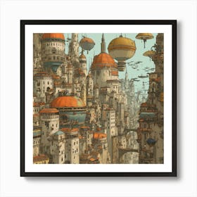 City In The Sky Creative Sci Fi Art Print