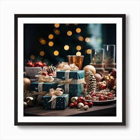 Elegant Christmas Gift Boxes Series019 Art Print
