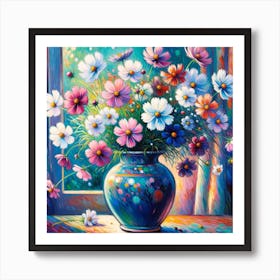 Cosmos Flowers In A Vase 13 Art Print